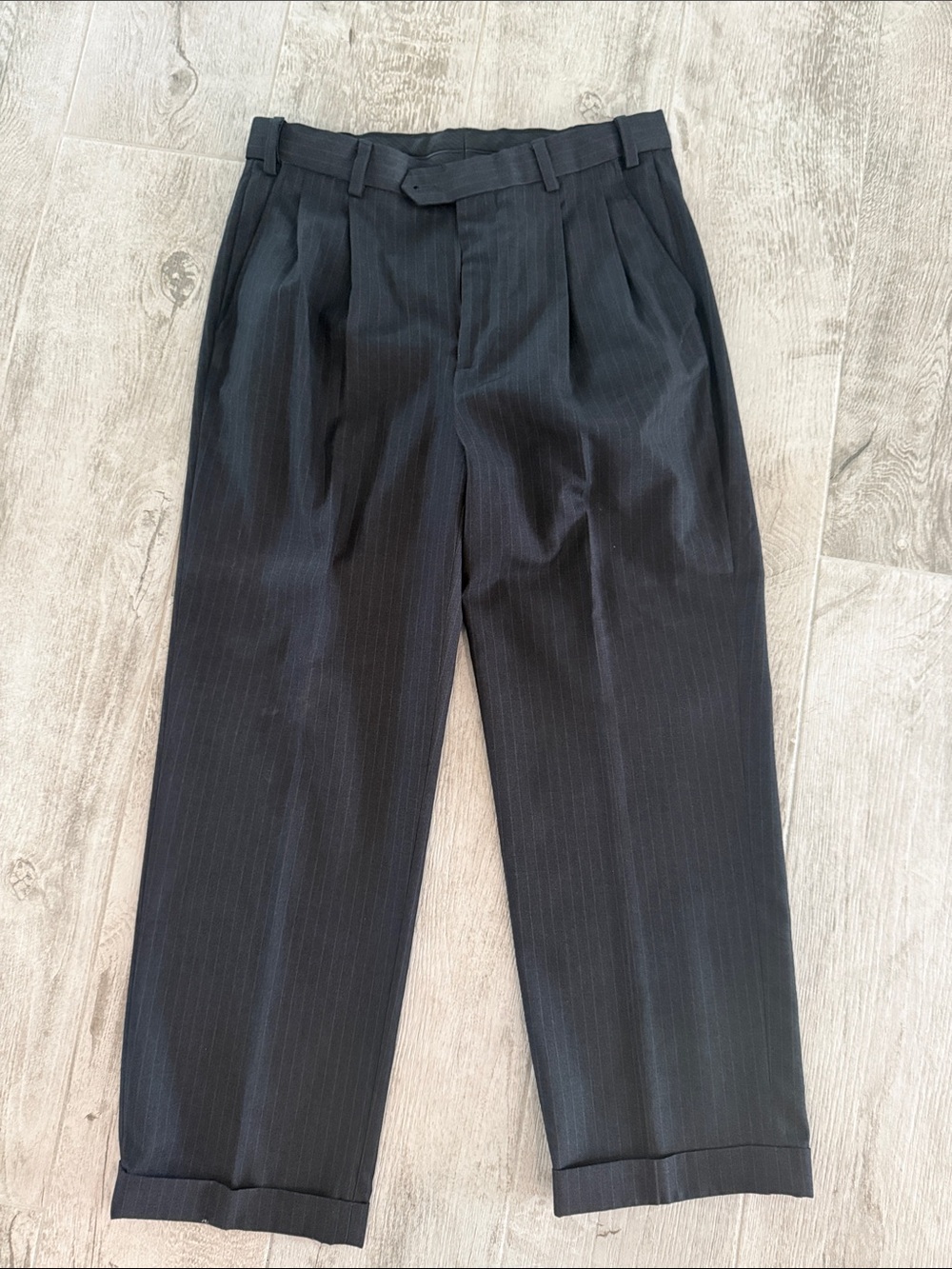 Van Heusen Black Pinstripe Pleated Dress Pants